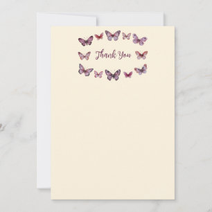 Carte De Remerciements Elégante Fête des mariées papillons PERSONNALISÉE