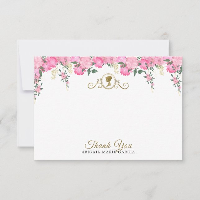 Carte De Remerciements Élégante Fête des mariées victorienne rose pâle (Devant)