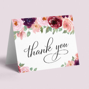 Carte De Remerciements Élégante fête florale 75e anniversaire