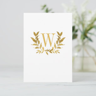 Carte De Remerciements Elégante feuille d'or blanc moderne Mariage chic