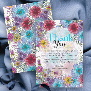 Carte De Remerciements Élégante Fleurs de Bohême Radiant Baby in Bloom