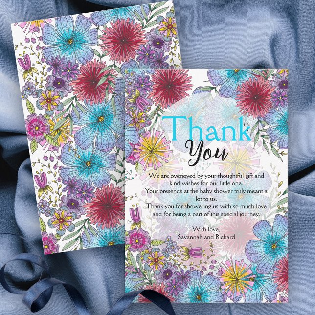 Carte De Remerciements Élégante Fleurs de Bohême Radiant Baby in Bloom (Créateur téléchargé)