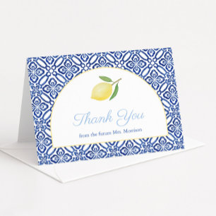 Carte De Remerciements Elégante forme d'arc Amalfi Lemons Fête des mariée