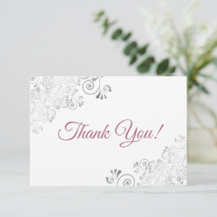 Carte De Remerciements Elégante frites d'argent Dusty Rose sur Mariage bl