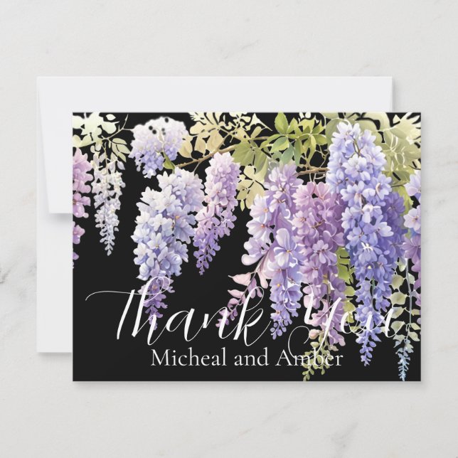 Carte De Remerciements Elégante glycine d'aquarelle bleu violet doux (Devant)
