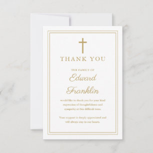 Carte De Remerciements Elégante Gold Christian Célébration De Vie Funérai