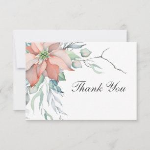 Carte De Remerciements Elégante hiver Noël Vacances Aquarelle Floral