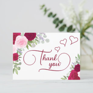 Carte De Remerciements Elégante Magenta & Boho rose Fête des mariées Rose