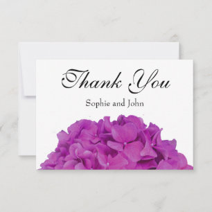 Carte De Remerciements Elégante magenta rose hydrangée florale roses