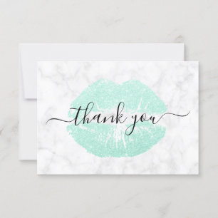 Carte De Remerciements Elégante menthe verte parties scintillant lèvres m