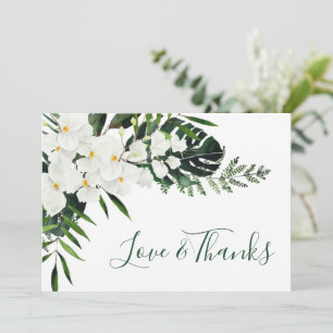 Carte De Remerciements Elégante Orchidées Blanches Mariage bohème Floral