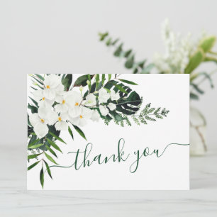 Carte De Remerciements Elégante Orchidées Blanches Mariage bohème Floral