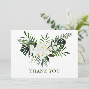 Carte De Remerciements Elégante Orchidées Blanches Mariage bohème Floral