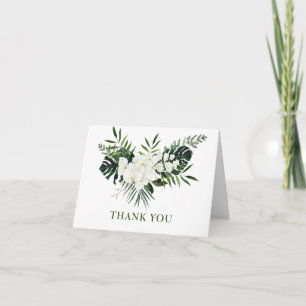 Carte De Remerciements Elégante Orchidées Blanches Mariage floral bohème