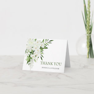 Carte De Remerciements Elégante Orchidées Blanches Mariage floral bohème