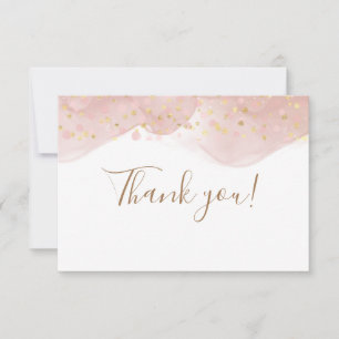 Carte De Remerciements Elégante parties scintillant dorée rose brillant m