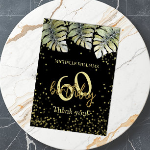 Carte De Remerciements Elégante Parties scintillant Gold Palm Calligraphi