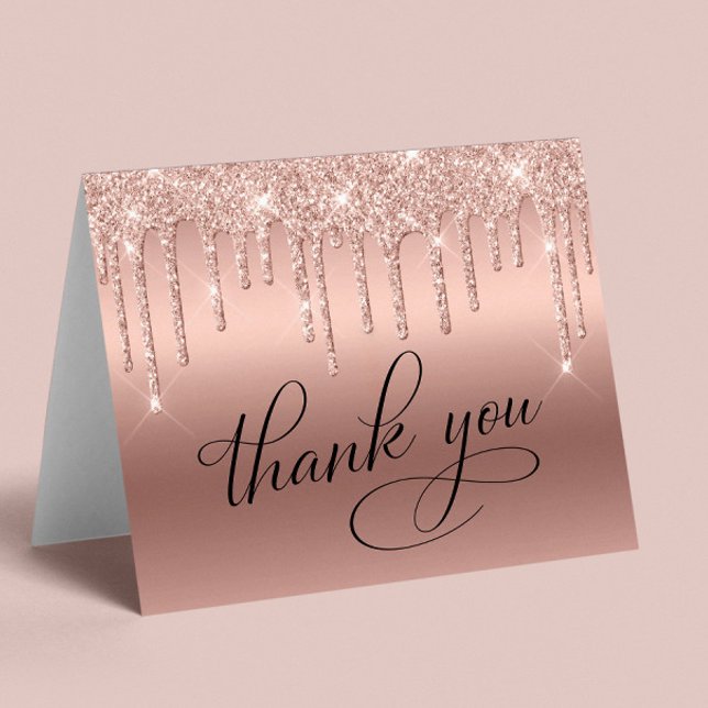 Carte De Remerciements Elégante Parties scintillant Rose Gold 50e fête d' (Créateur téléchargé)