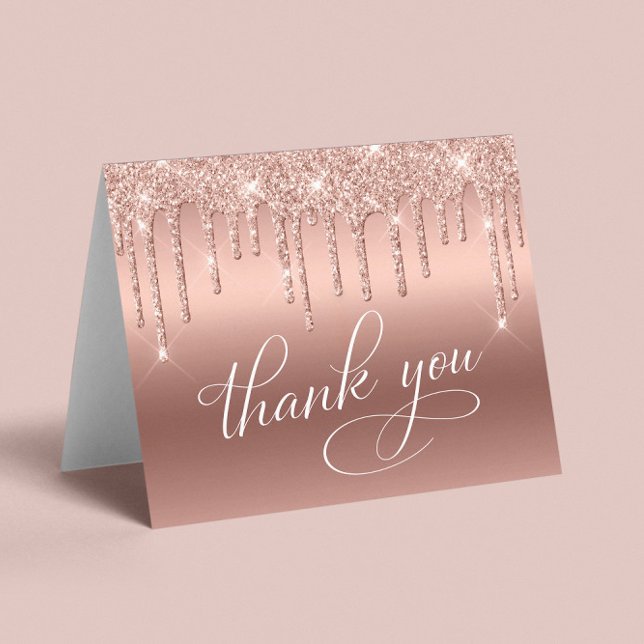 Carte De Remerciements Elégante Parties scintillant Rose Gold 75e fête d' (Créateur téléchargé)