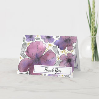 Carte De Remerciements Élégante Parties scintillant violet Floral Anniver