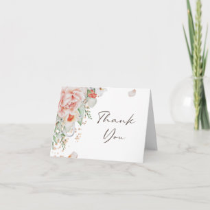 Carte De Remerciements Elégante Peach Aquarelle Florale