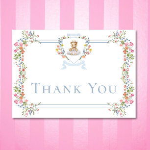 Carte De Remerciements Elégante Petite Princesse Ours Baby shower Royal