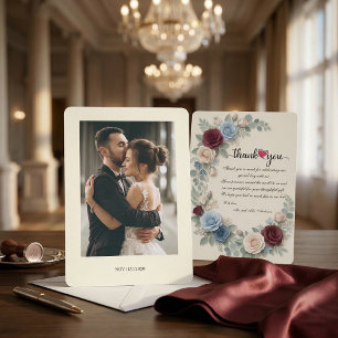 Carte De Remerciements Élégante Photo Botanique Mariage Bourgogne