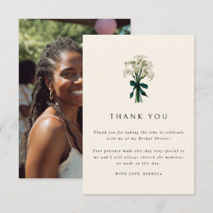 Carte De Remerciements Élégante photo de Shower de mariage avec lys calla