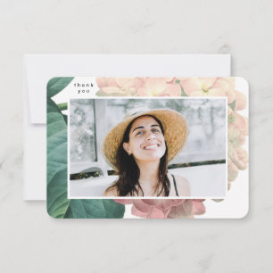Carte De Remerciements Élégante photo Floral Senior College Grad