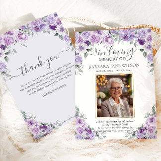 Carte De Remerciements Élégante photo florale de lilas violet pour funéra
