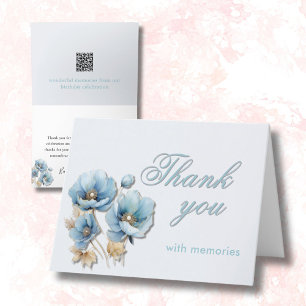 Carte De Remerciements Élégante photo florale Lien QR Chaque année Annive