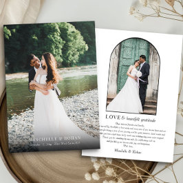Carte De Remerciements Élégante photo Mariage Full Bleed et Arch