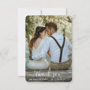 Carte De Remerciements Elégante Photo Moderne Simple Mariage