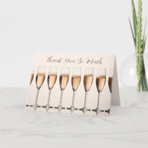 Carte De Remerciements Élégante rangée de lunettes de champagne roses