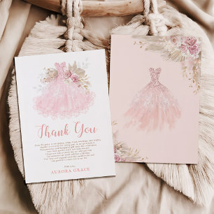Carte De Remerciements Elégante robe rose Quinceañera Mis Quince