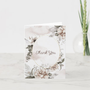 Carte De Remerciements Elégante Rose blanche Magnolia Aquarelle Florale
