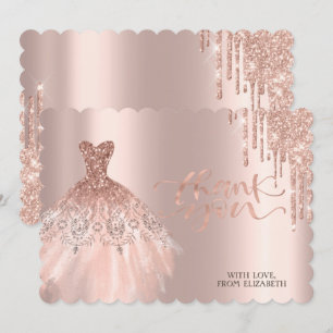 Carte De Remerciements Élégante Rose Gold Drives Robe