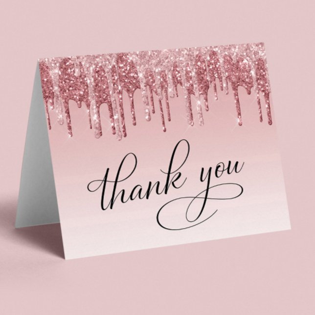 Carte De Remerciements Elégante Rose Rose Rose Gold Parties scintillant 5 (Créateur téléchargé)