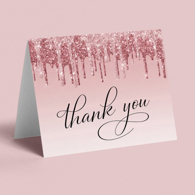 Carte De Remerciements Elégante Rose Rose Rose Gold Parties scintillant 6 (Créateur téléchargé)