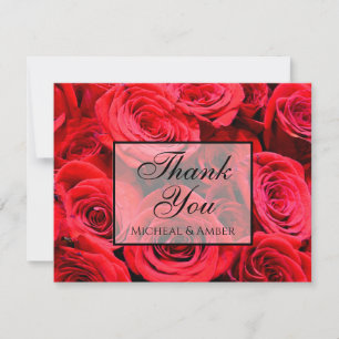 Carte De Remerciements Élégante rose rouge fleurs rouges rouge floral rou
