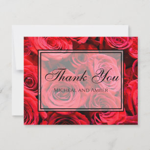 Carte De Remerciements Élégante rose rouge fleurs rouges rouge floral rou