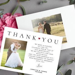 Carte De Remerciements Elégante simple typographie moderne 2 mariage phot