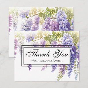 Carte De Remerciements Elégante teinte mauve douce glycine florale