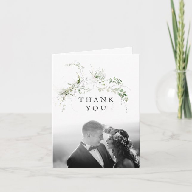 Carte De Remerciements Elégante Terre verte Aquarelle Mariage Photo (Devant)