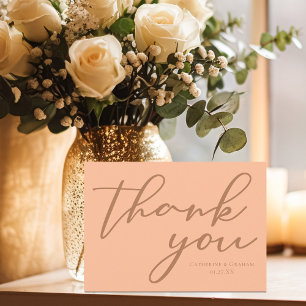 Carte De Remerciements Élégante typographie de pêche Mariage d'été person