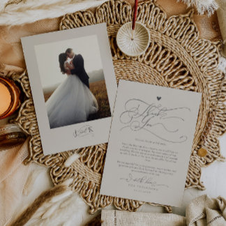 Carte De Remerciements Élégante typographie de script Mariage de sable