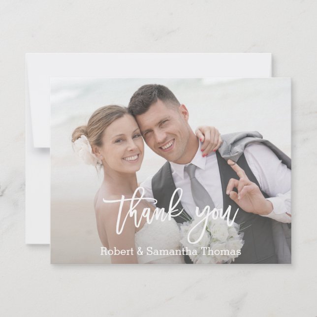 Carte De Remerciements Élégante typographie simple Mariage photo (Devant)