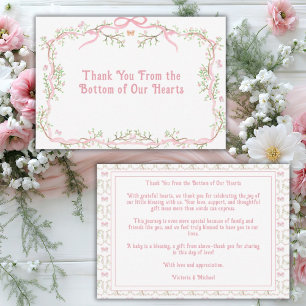 Carte De Remerciements Élégante verdure florale rose
