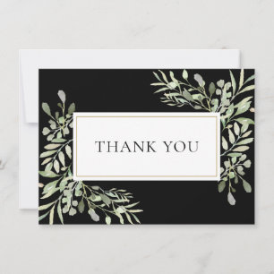 Carte De Remerciements Élégante verdure Or Black Funeral Memorial 