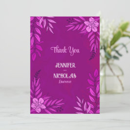 Carte De Remerciements Élégantes fleurs et feuilles ornementales pour mar